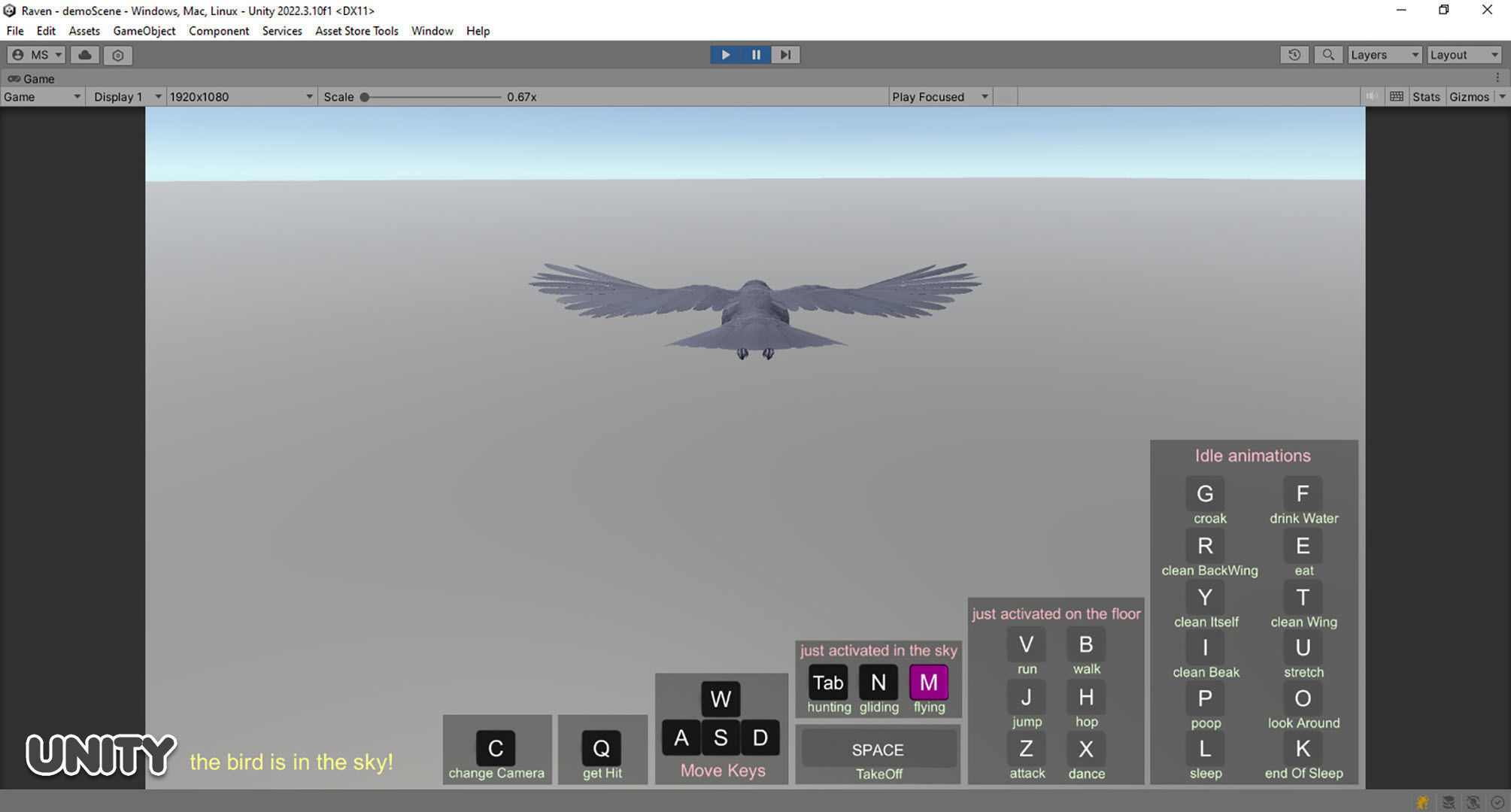 Realistic Animated Raven Low-poly 3D model_24