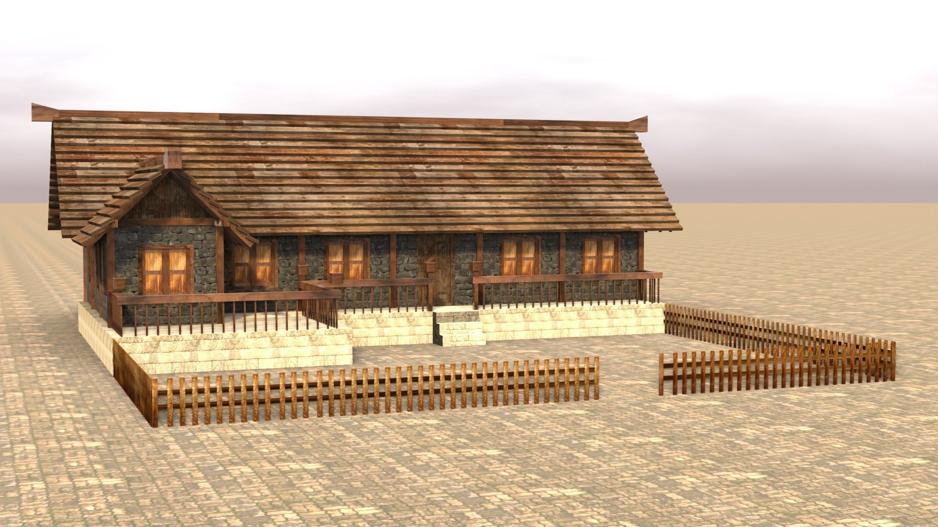 Low poly ancient village house Low-poly 3D model_16