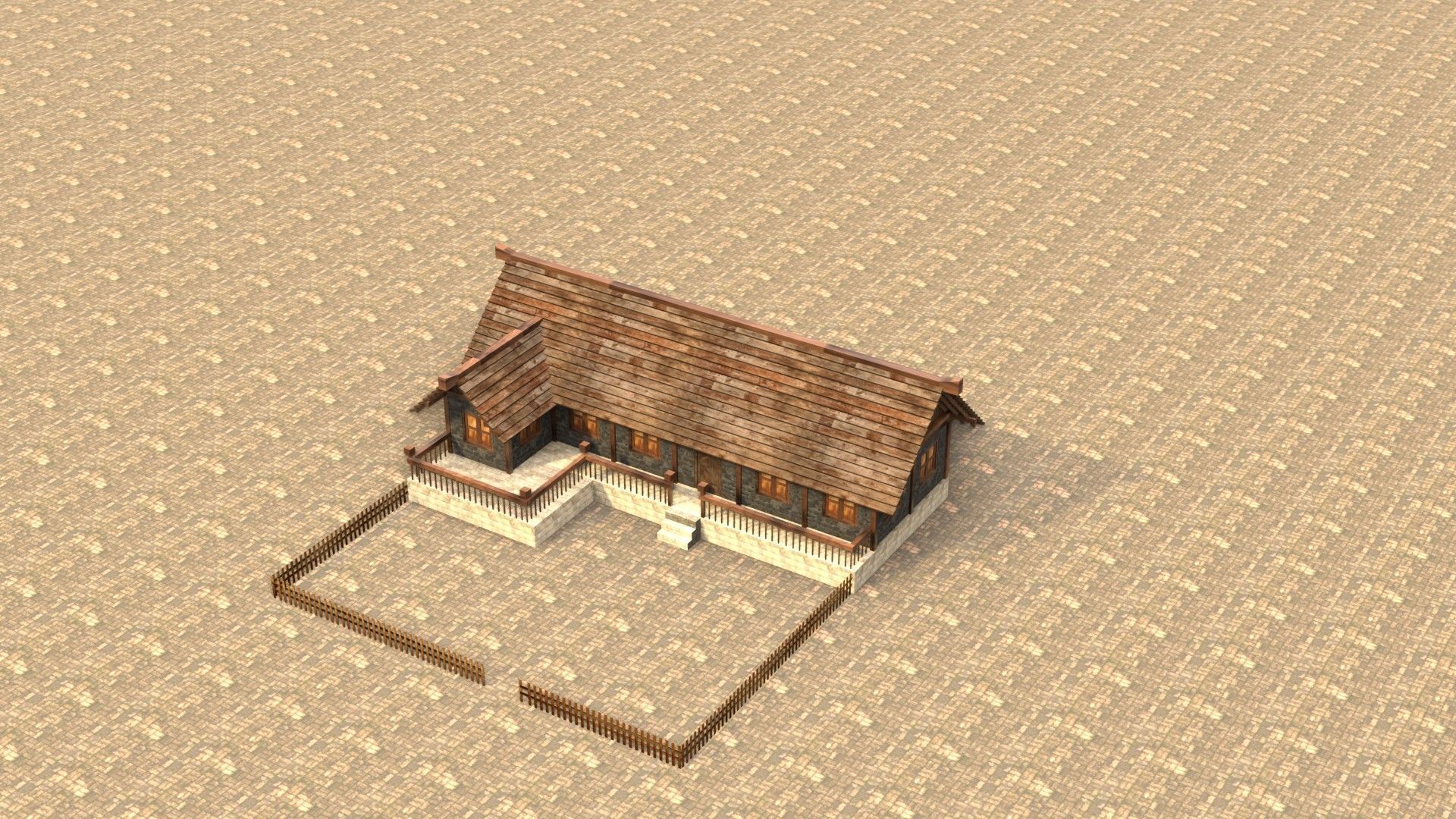 Low poly ancient village house Low-poly 3D model_13