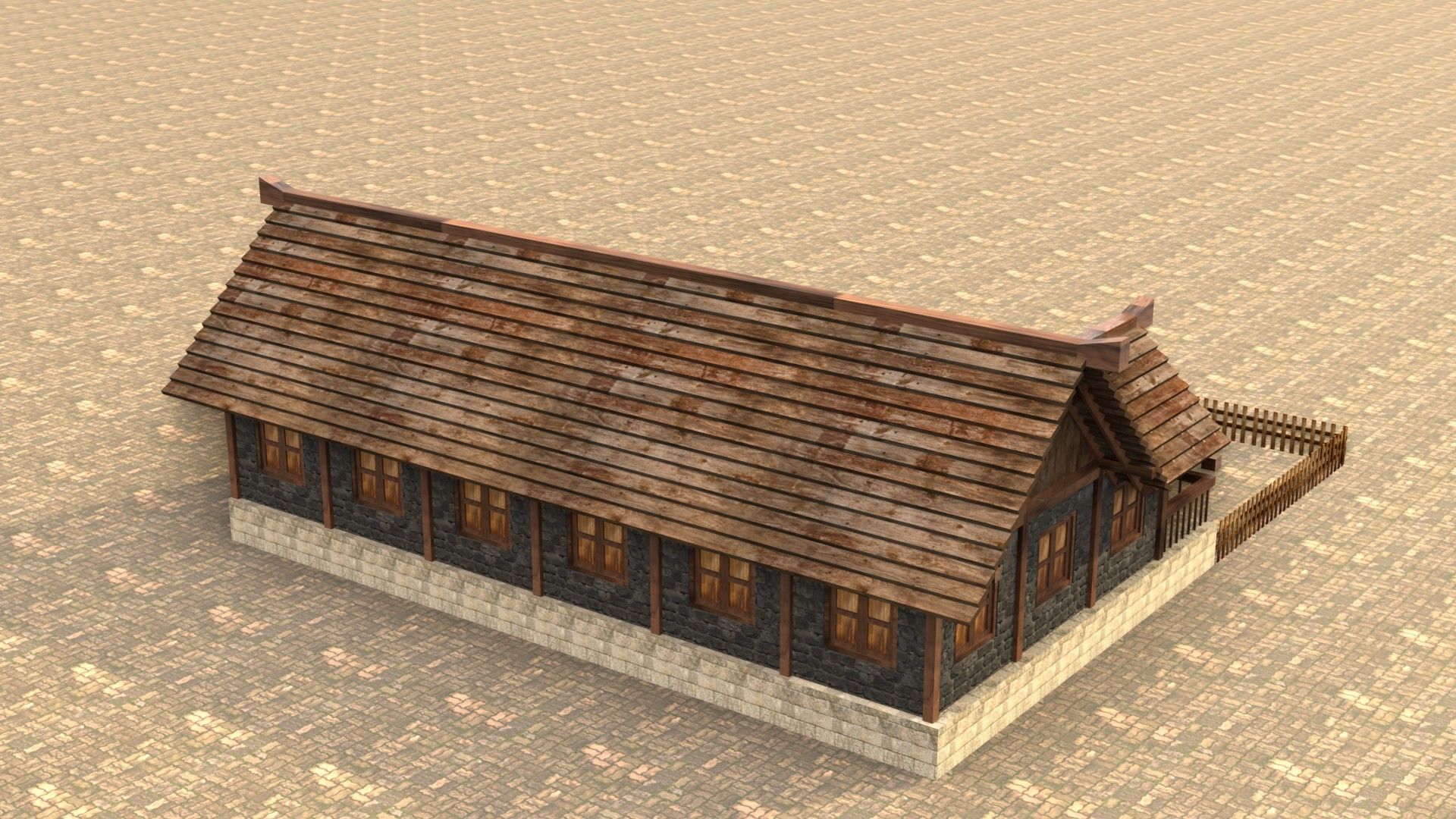 Low poly ancient village house Low-poly 3D model_7