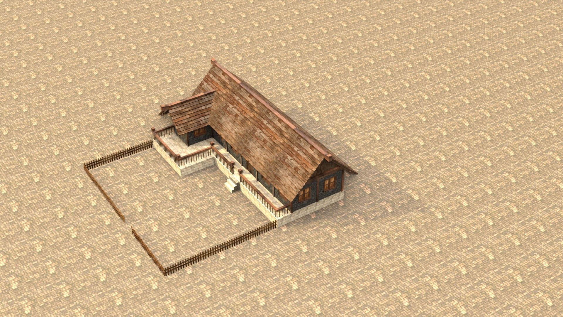 Low poly ancient village house Low-poly 3D model_19