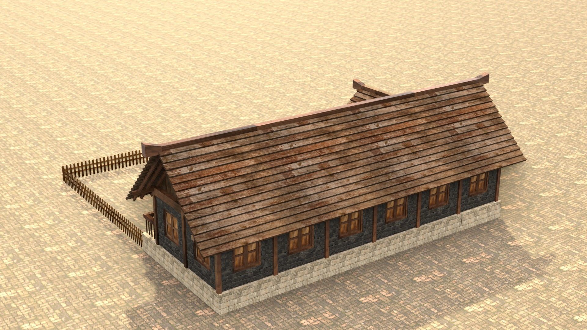Low poly ancient village house Low-poly 3D model_8