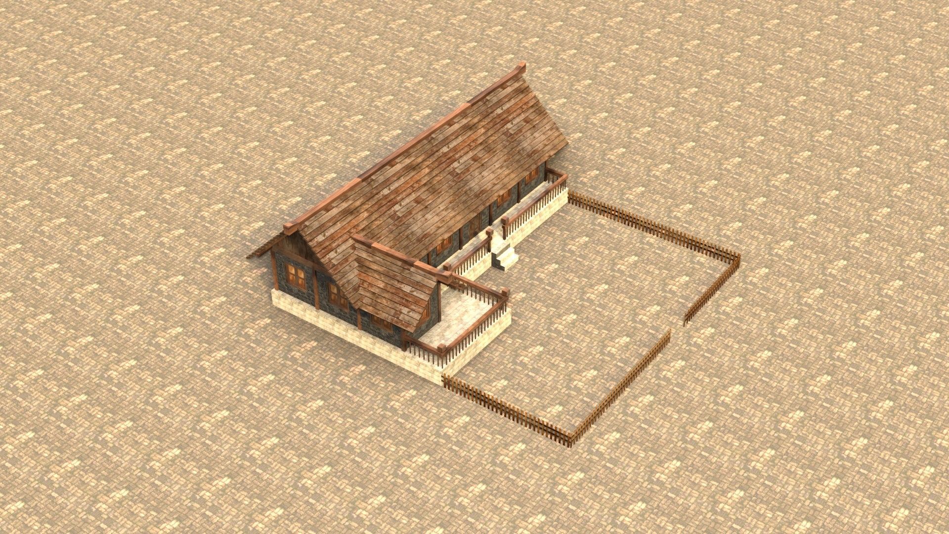 Low poly ancient village house Low-poly 3D model_18