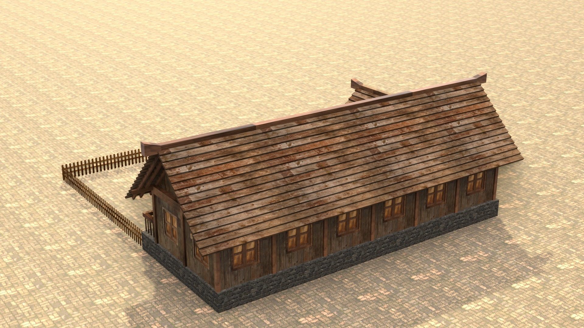 Game-ready medieval hamlet building Low-poly 3D model_8