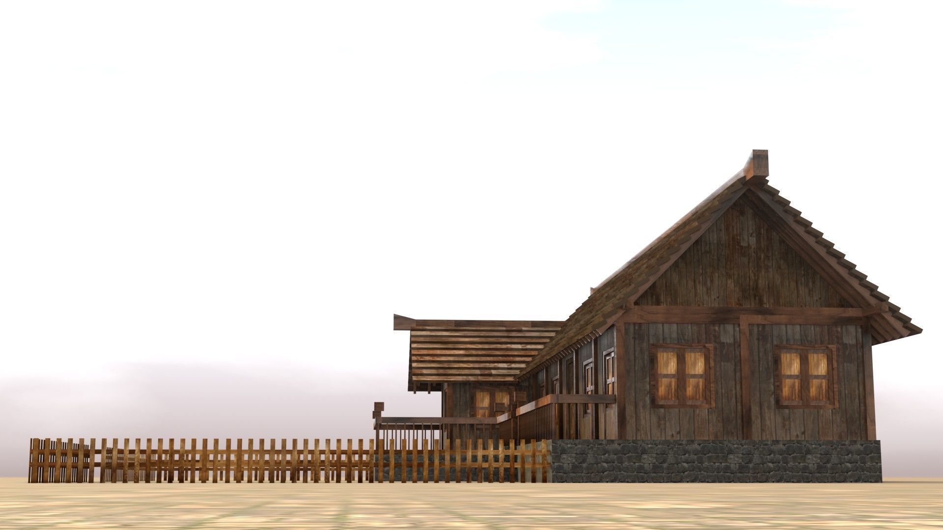 Game-ready medieval hamlet building Low-poly 3D model_12