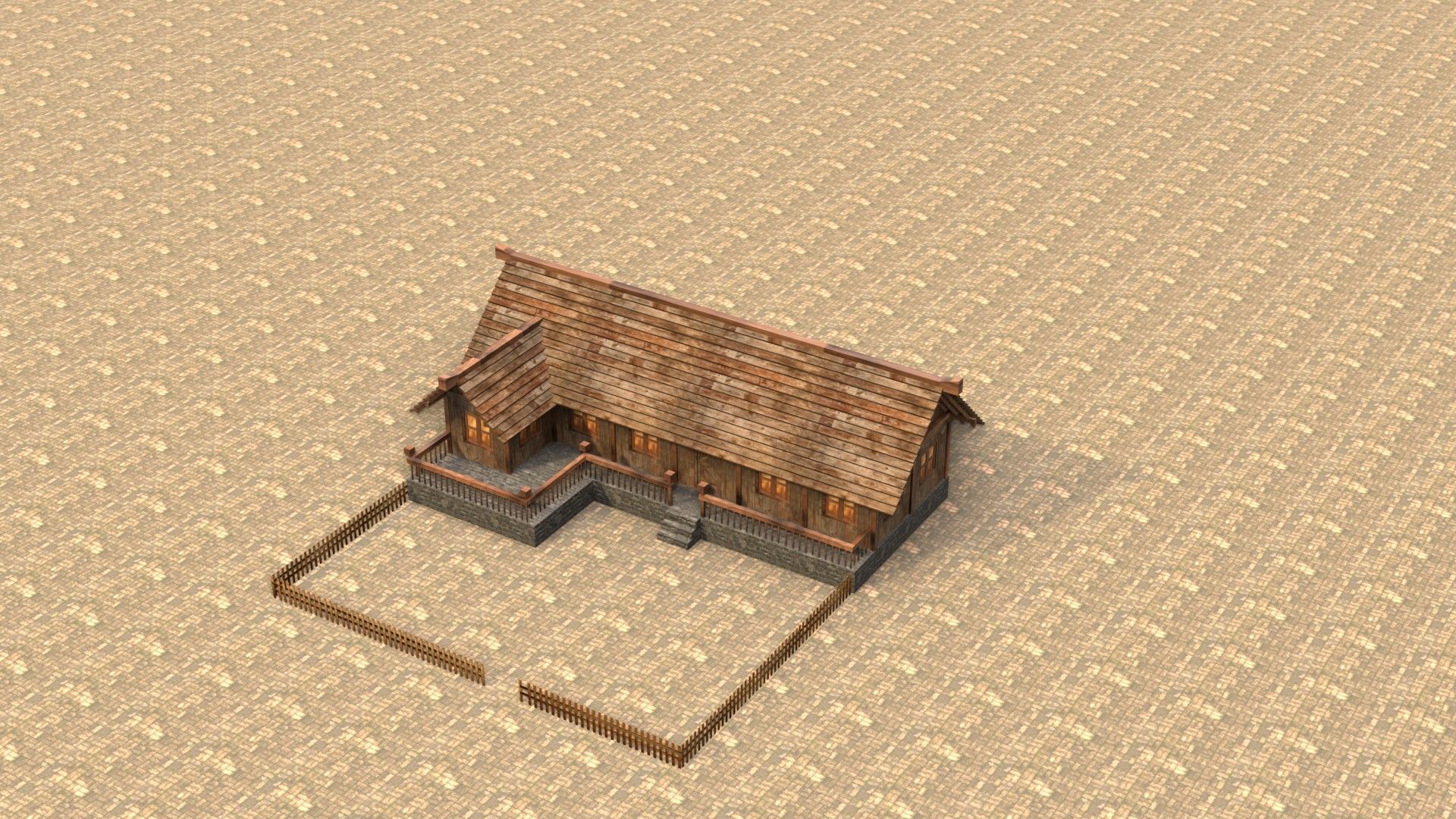 Game-ready medieval hamlet building Low-poly 3D model_13