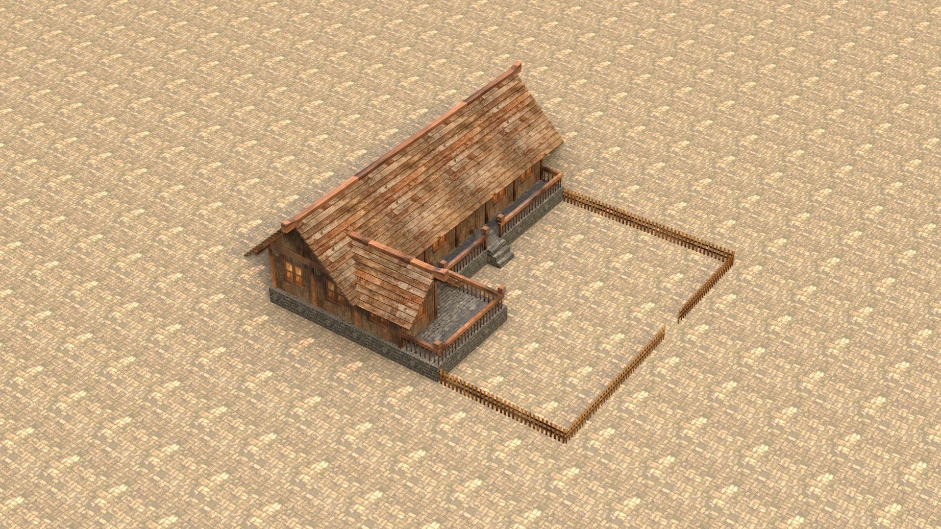 Game-ready medieval hamlet building Low-poly 3D model_18