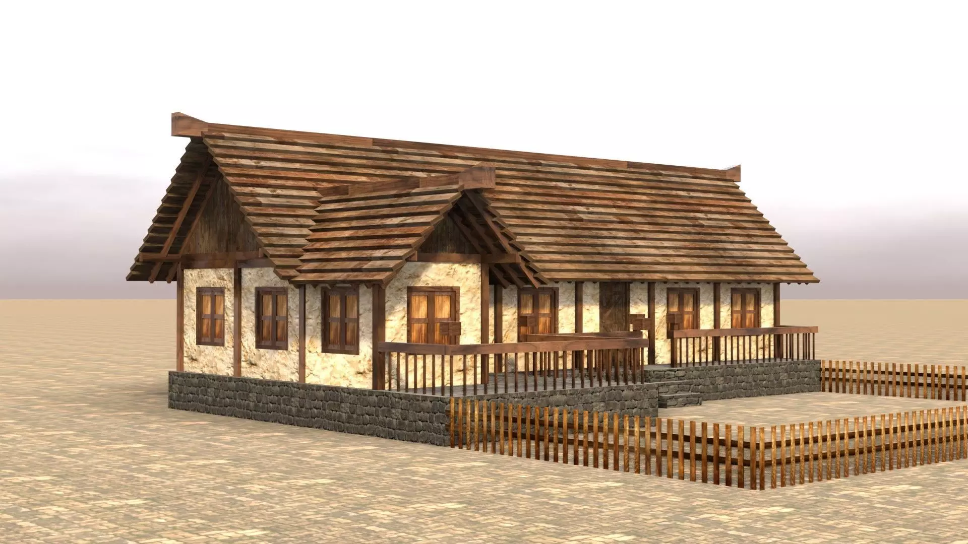 Fantasy RPG medieval house asset Low-poly 3D model_0