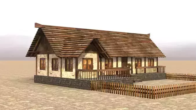 Fantasy RPG medieval house asset Low-poly 3D model