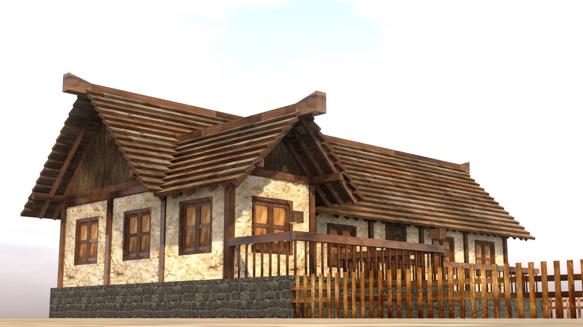 Fantasy RPG medieval house asset Low-poly 3D model_11