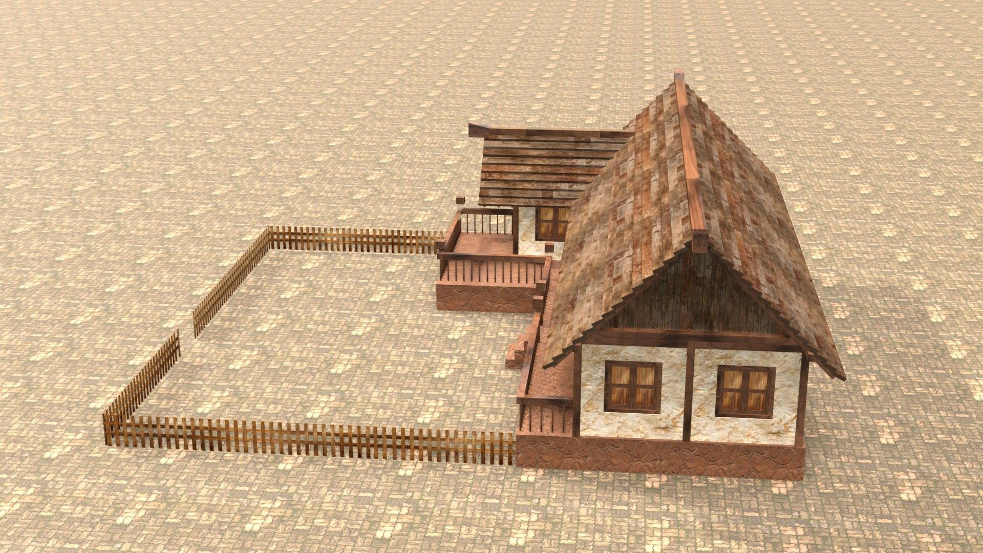Ancient medieval house 3D low poly Low-poly 3D model_9