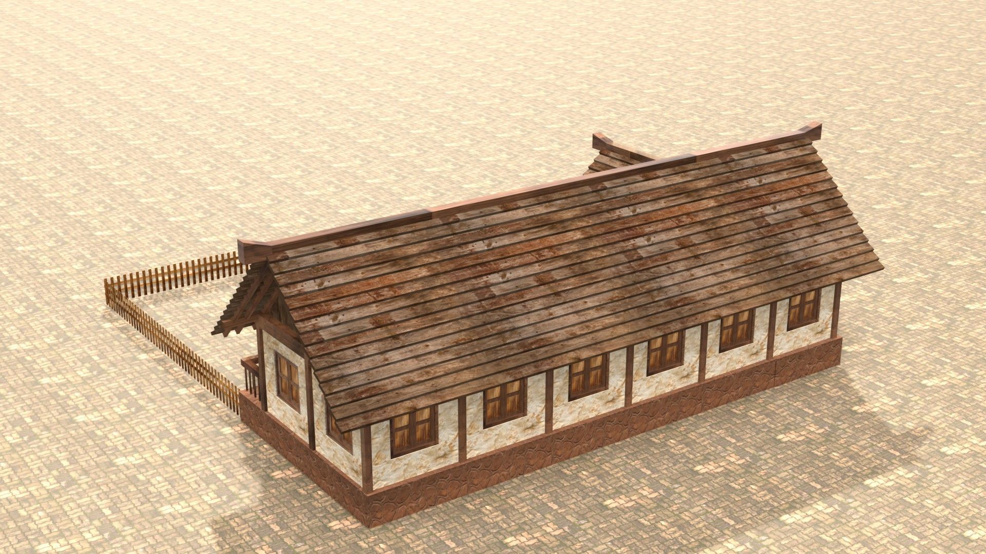 Ancient medieval house 3D low poly Low-poly 3D model_8
