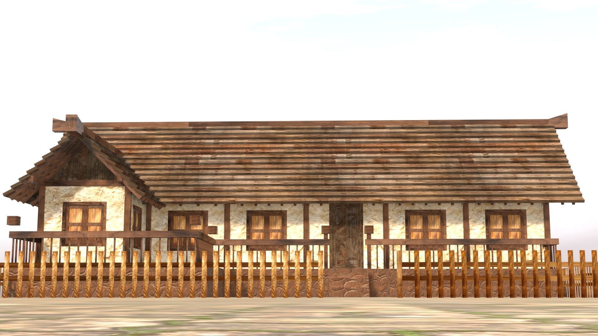 Ancient medieval house 3D low poly Low-poly 3D model_10