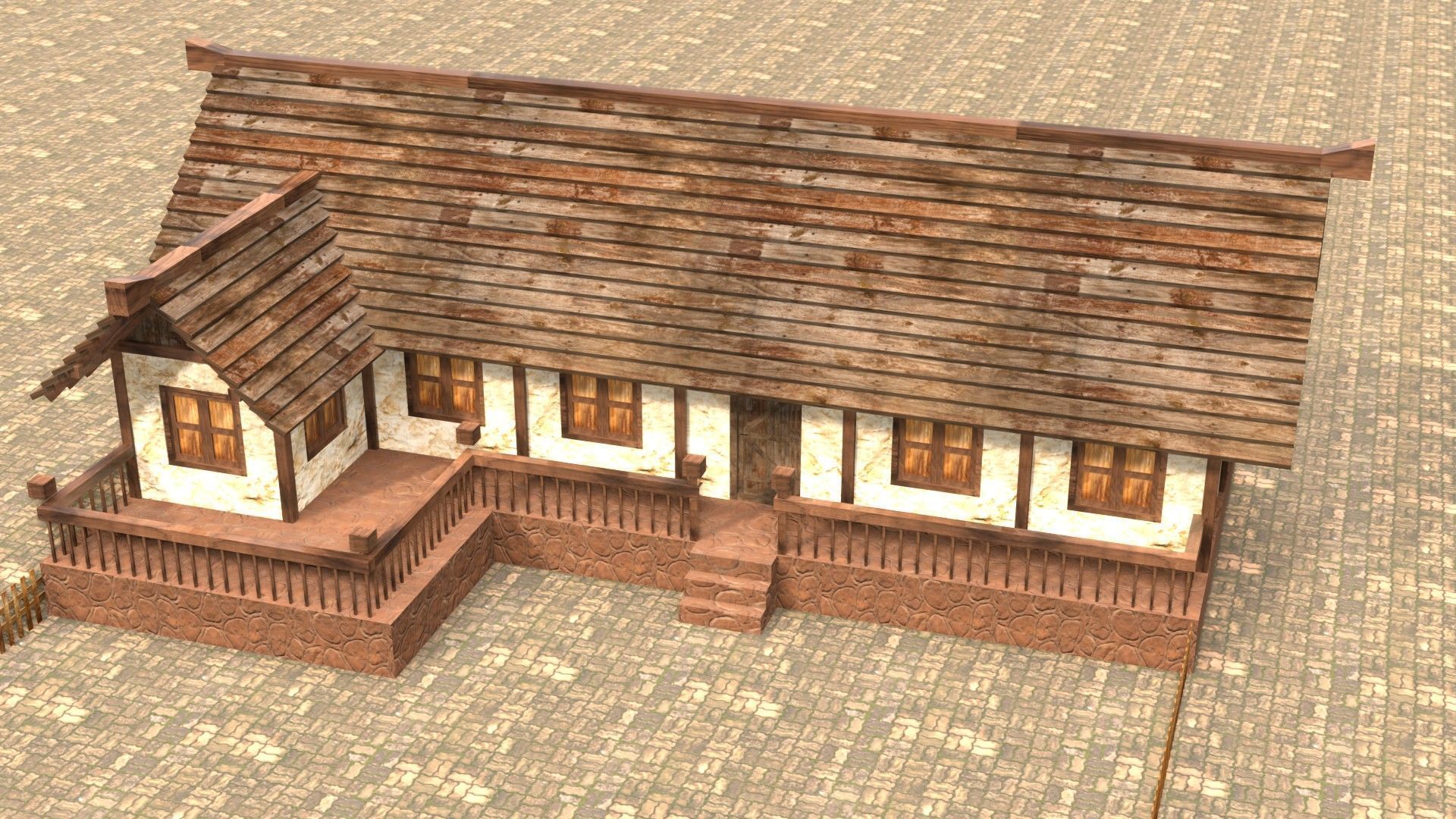 Ancient medieval house 3D low poly Low-poly 3D model_3
