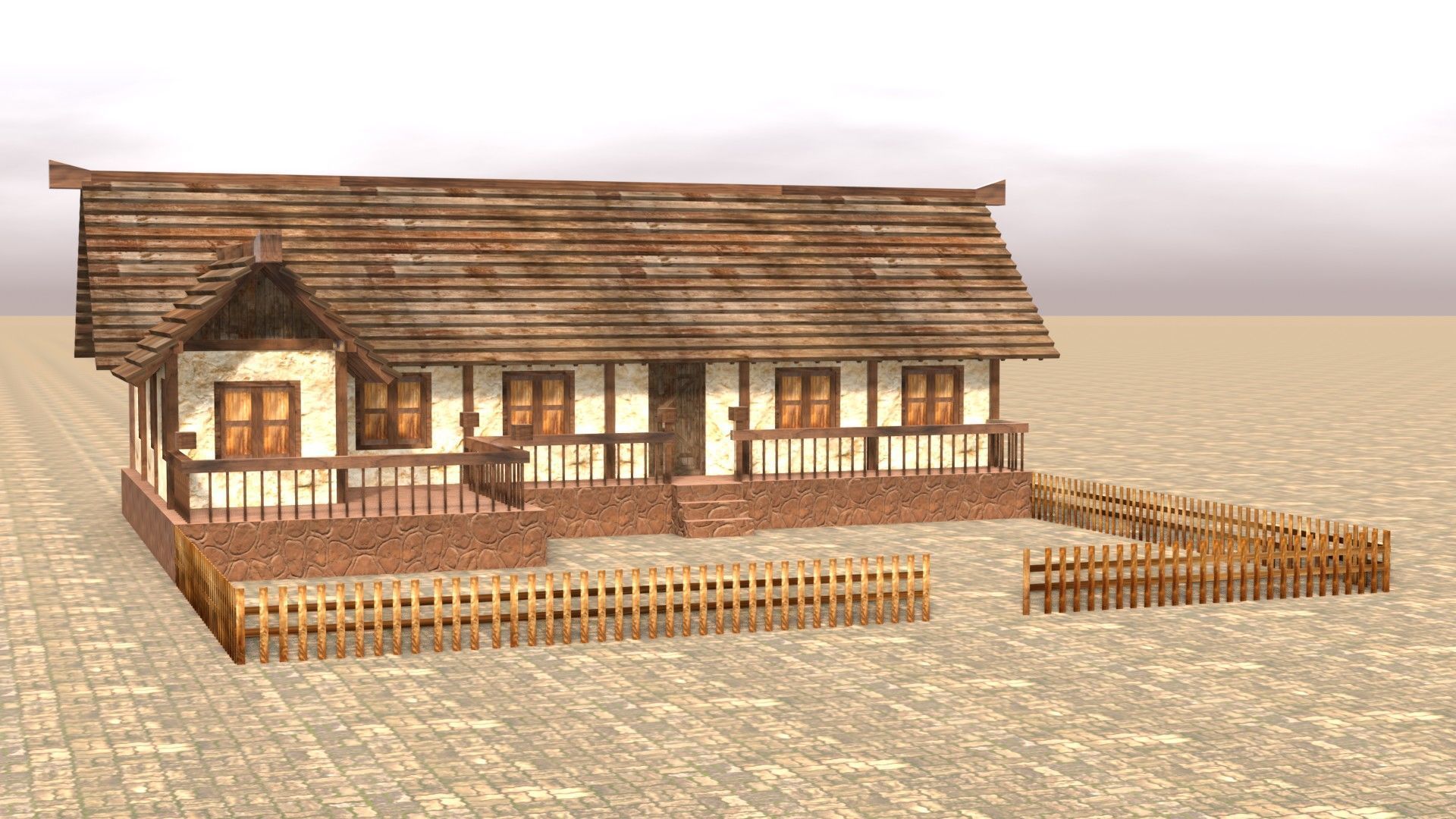 Ancient medieval house 3D low poly Low-poly 3D model_16