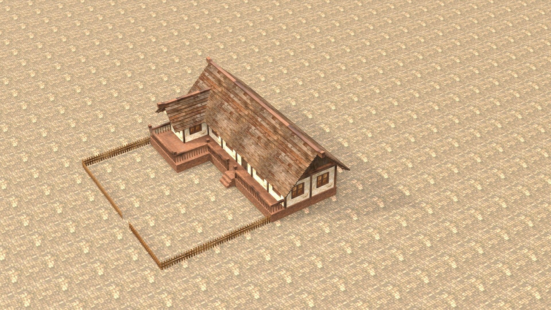 Ancient medieval house 3D low poly Low-poly 3D model_19