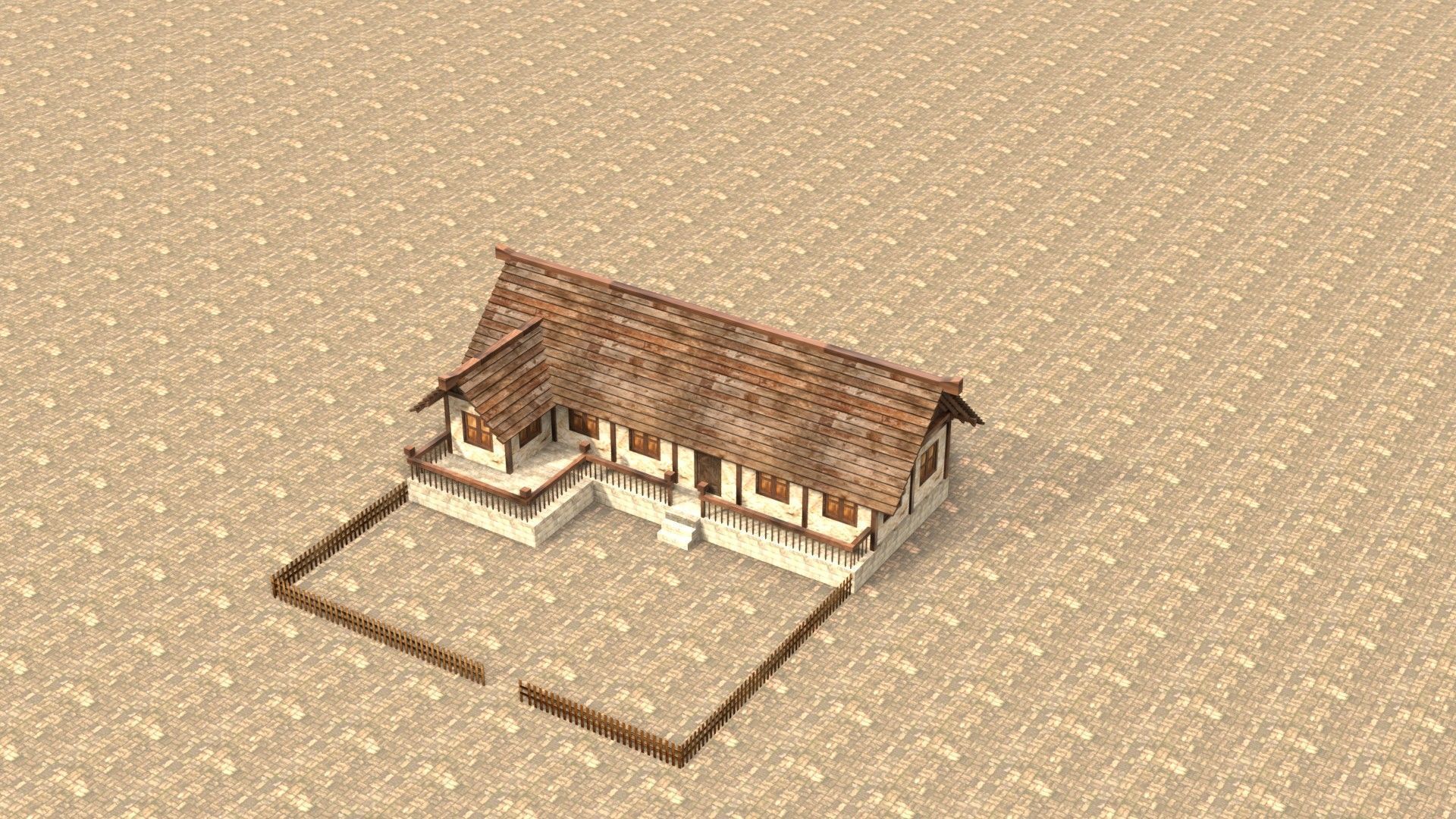 3D medieval stone building low poly Low-poly 3D model_13