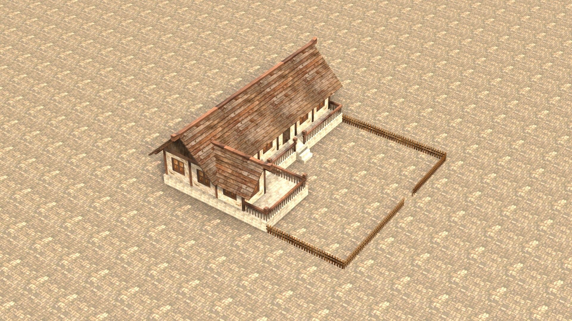 3D medieval stone building low poly Low-poly 3D model_18