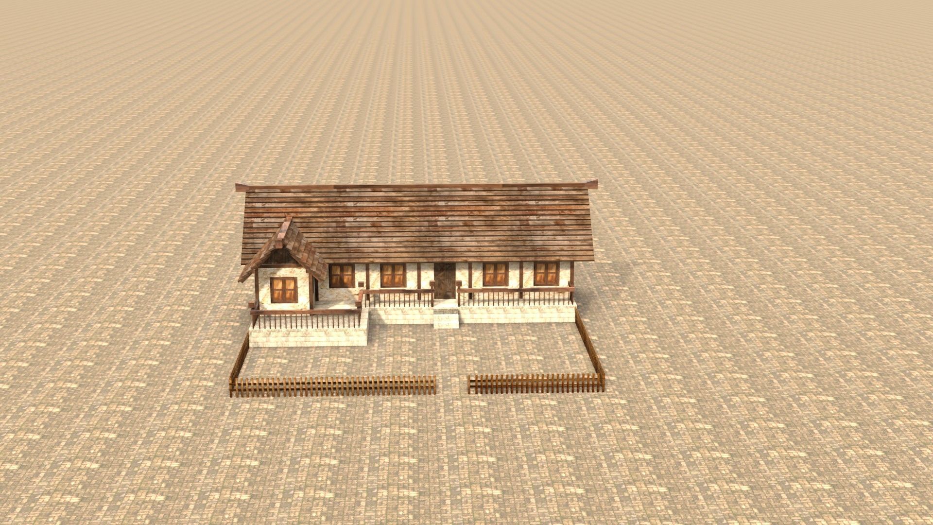 3D medieval stone building low poly Low-poly 3D model_17