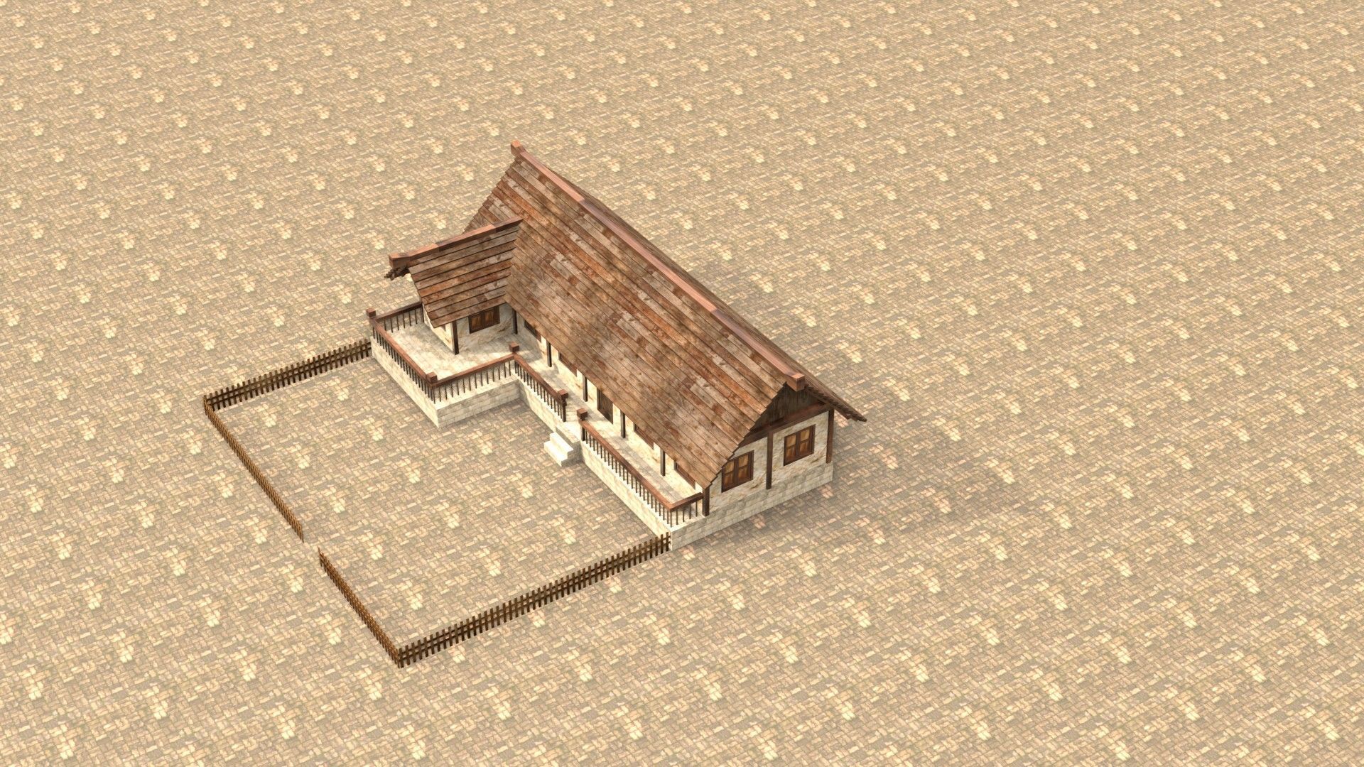 3D medieval stone building low poly Low-poly 3D model_19