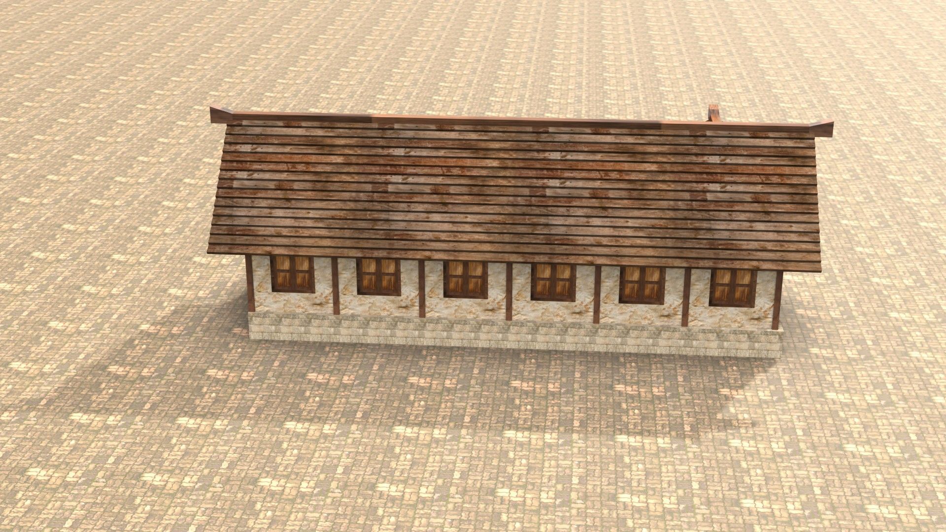 3D medieval stone building low poly Low-poly 3D model_15