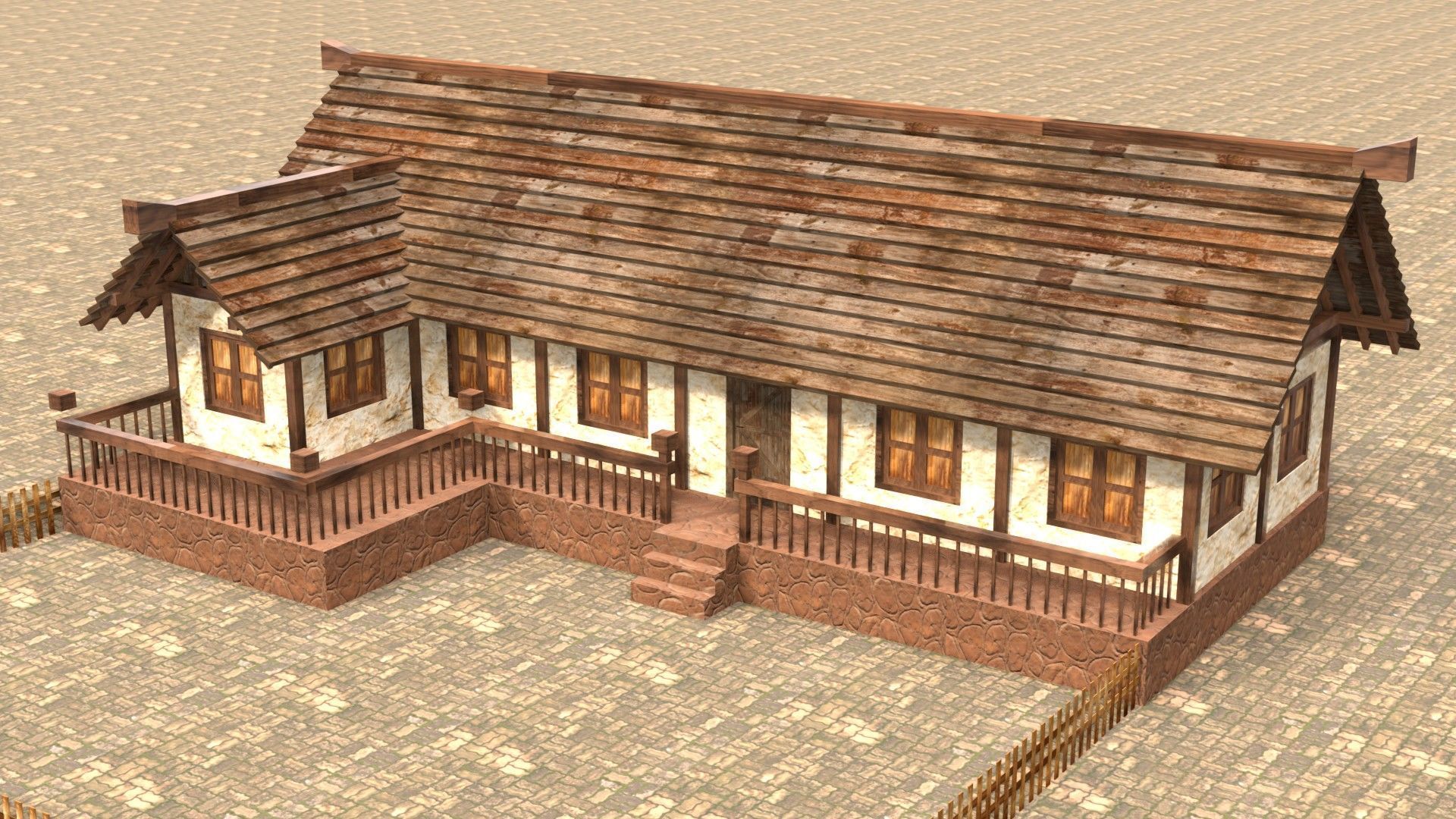 3D medieval house for game design Low-poly 3D model_2
