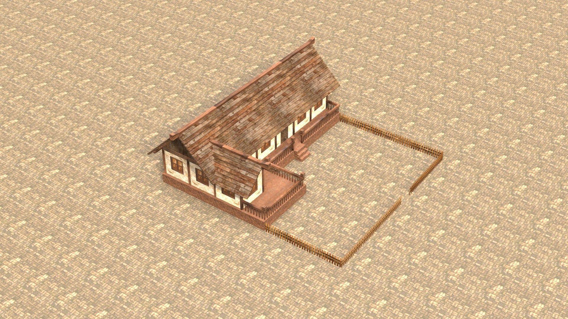 3D medieval house for game design Low-poly 3D model_18