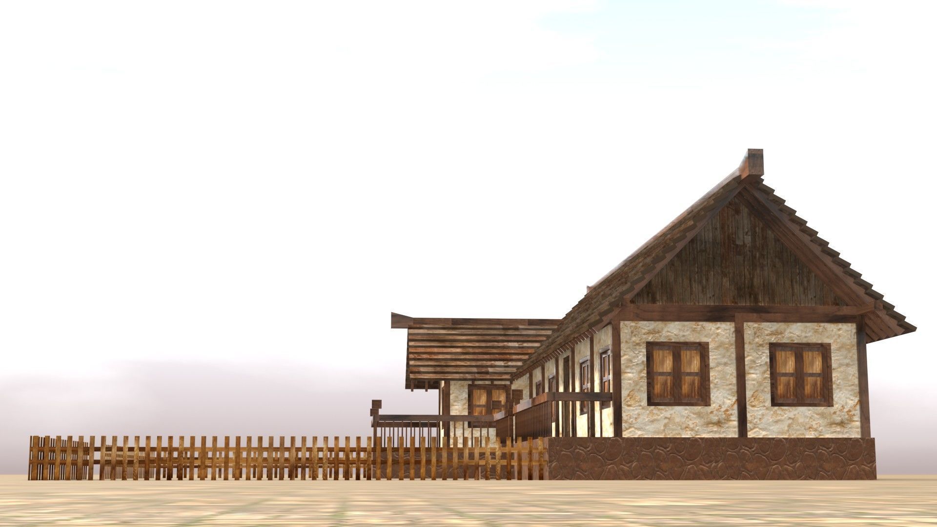 3D medieval house for game design Low-poly 3D model_12