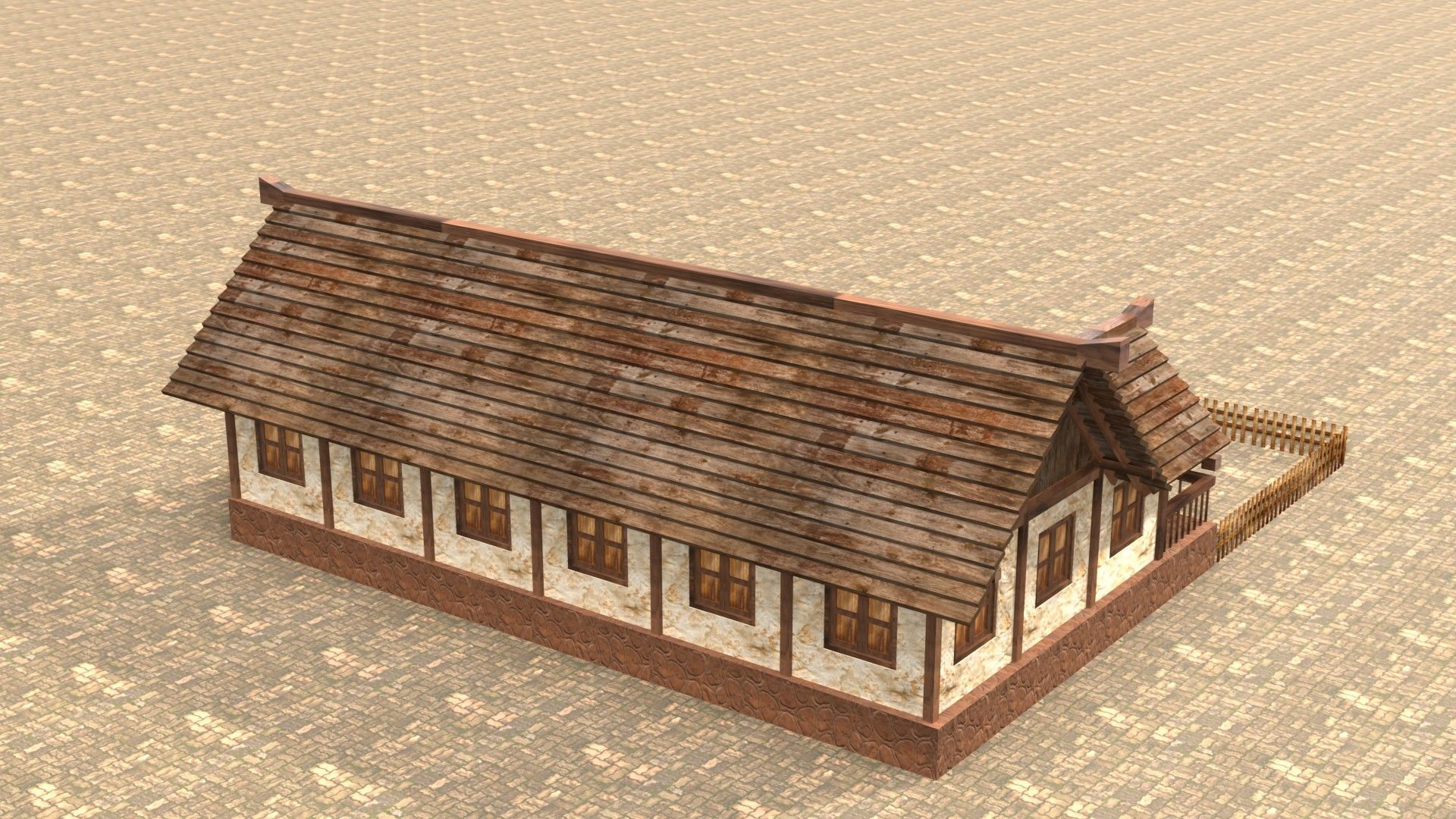 3D medieval house for game design Low-poly 3D model_7