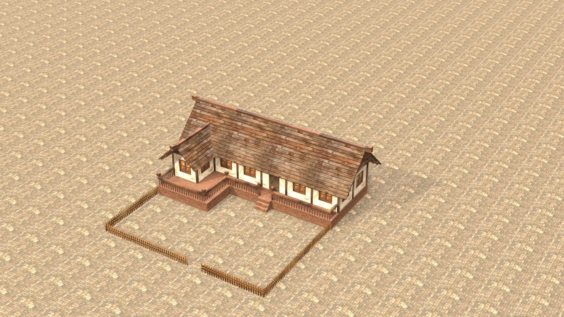 3D medieval house for game design Low-poly 3D model_13