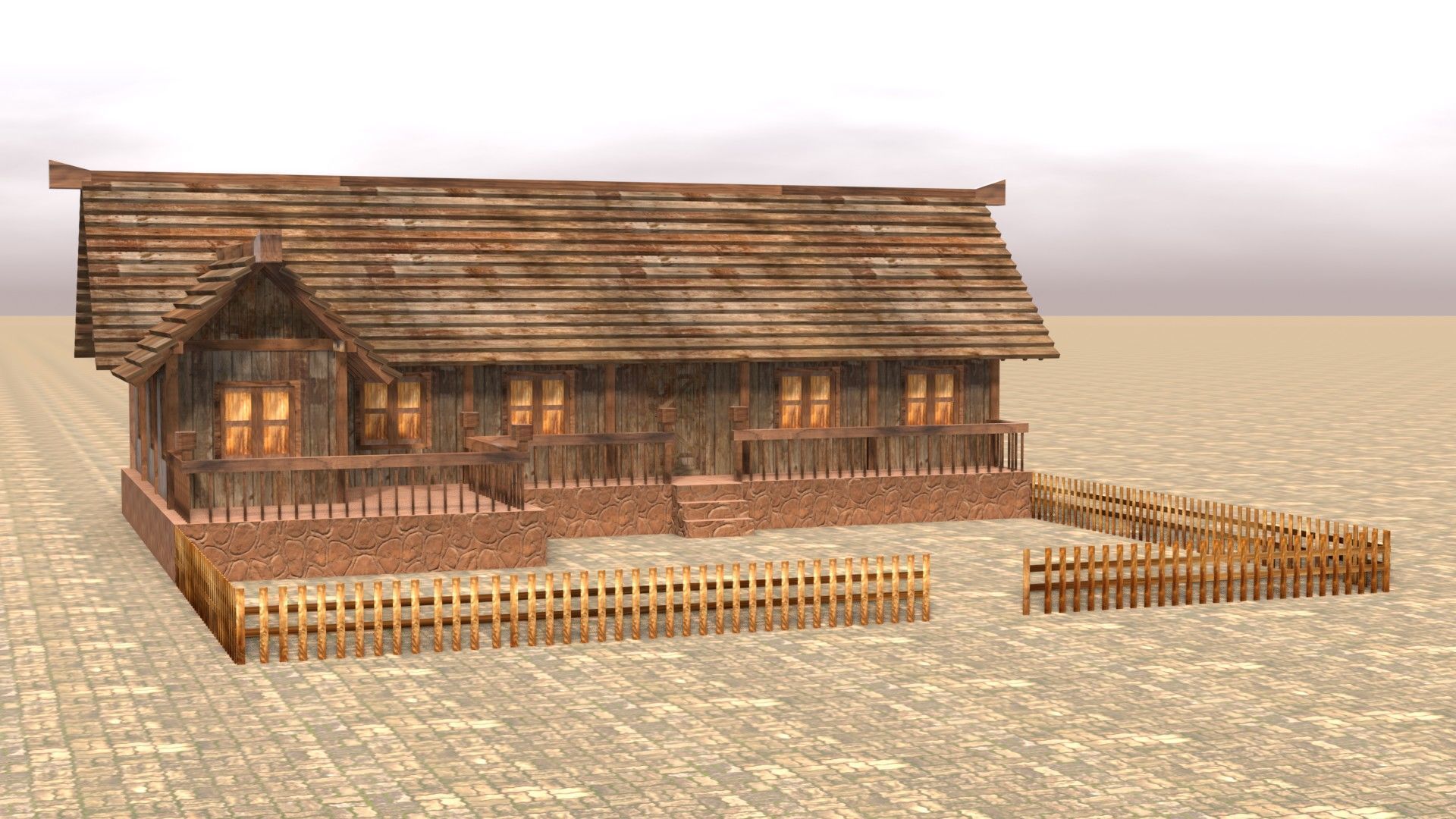3D low poly medieval house square Low-poly 3D model_16