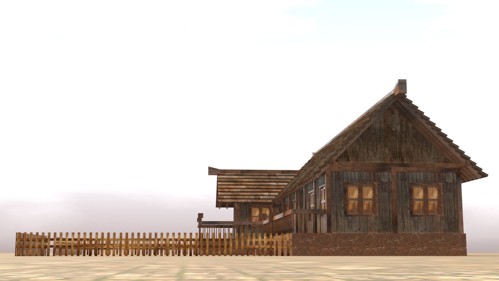 3D low poly medieval house square Low-poly 3D model_12