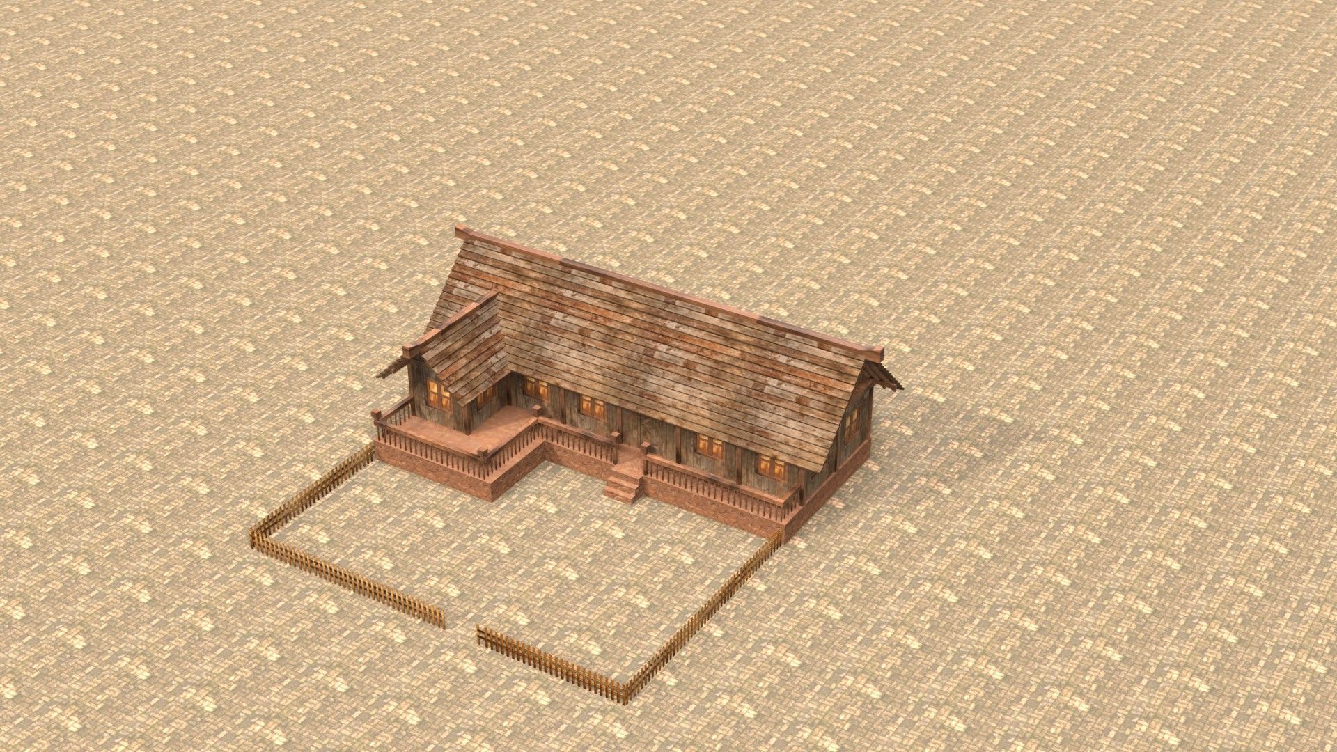 3D low poly medieval house square Low-poly 3D model_13
