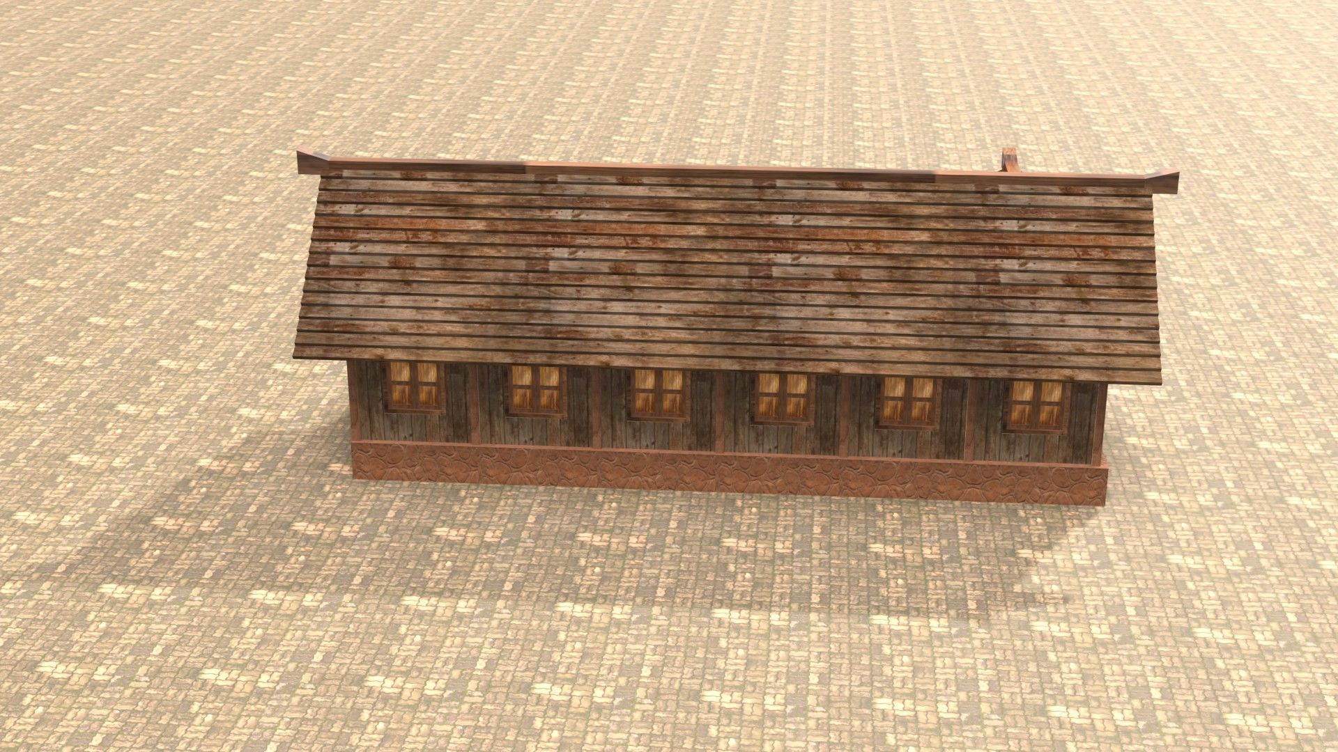 3D low poly medieval house square Low-poly 3D model_15