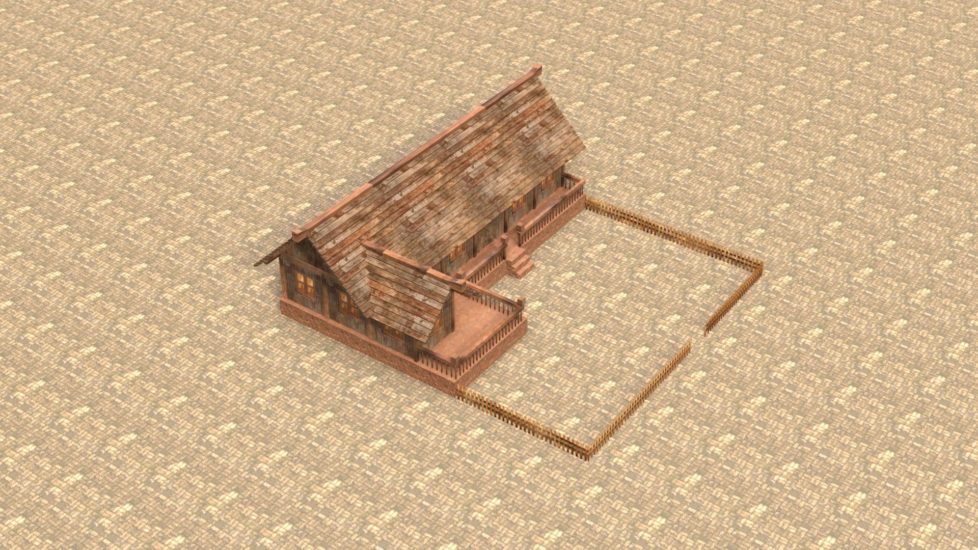 3D low poly medieval house square Low-poly 3D model_18