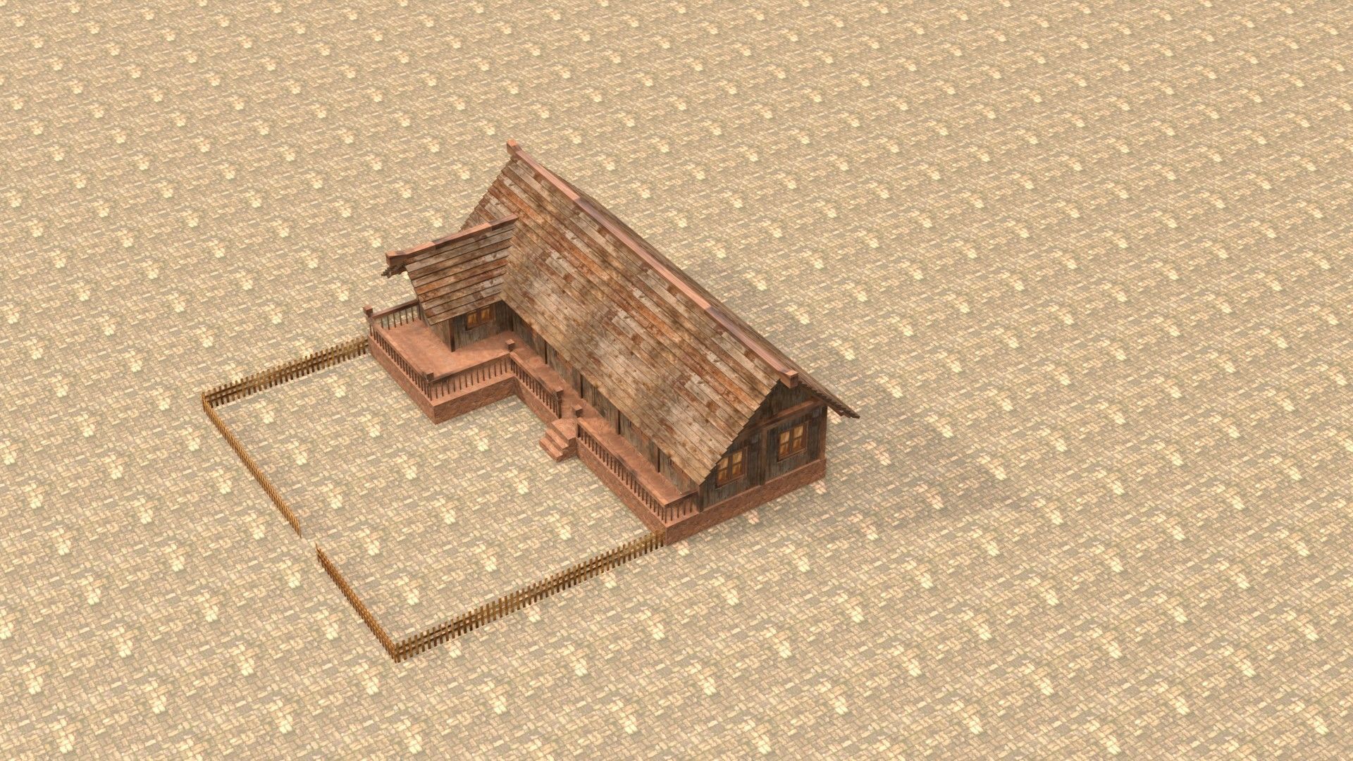 3D low poly medieval house square Low-poly 3D model_19