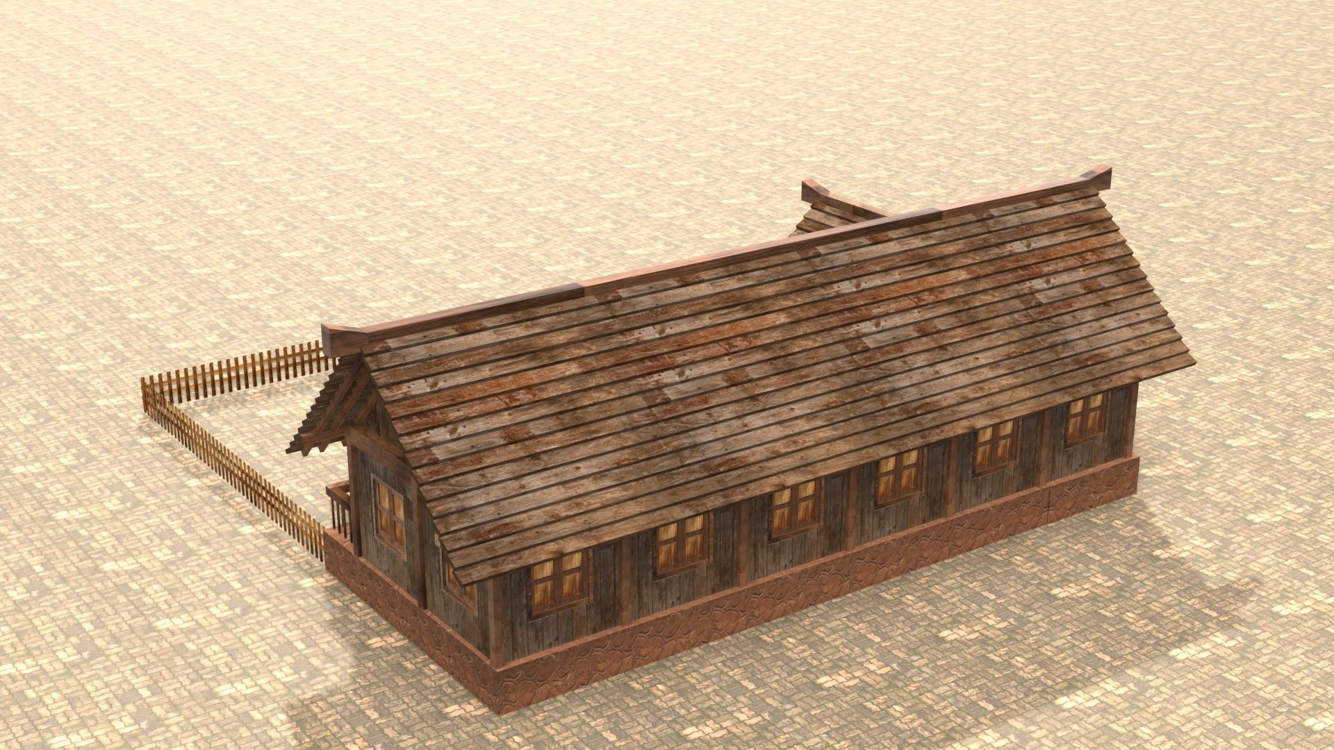 3D low poly medieval house square Low-poly 3D model_8