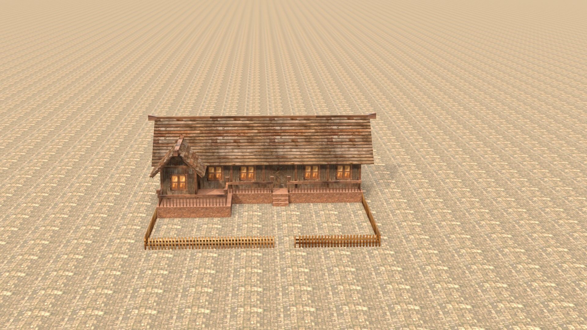 3D low poly medieval house square Low-poly 3D model_17