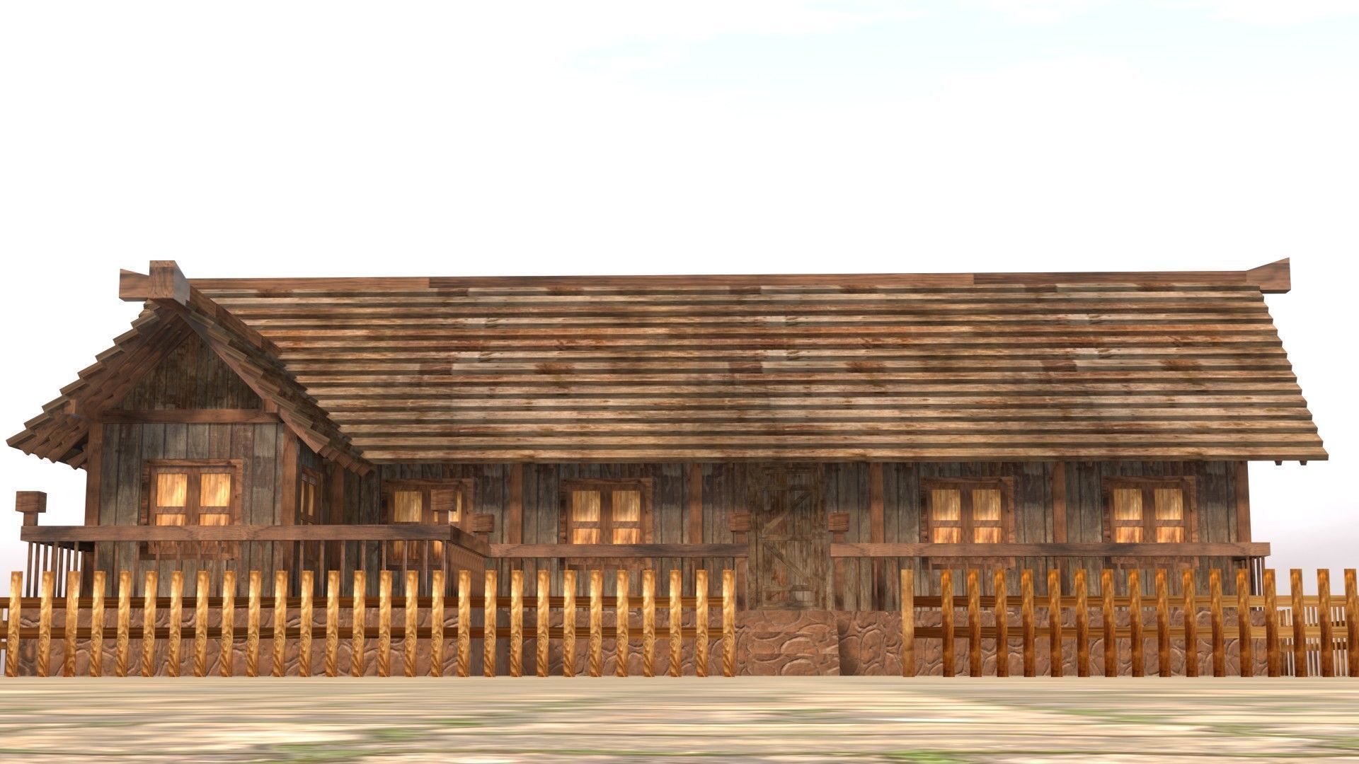 3D low poly medieval house square Low-poly 3D model_10