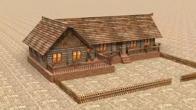 Traditional medieval house low poly