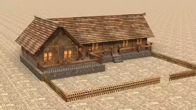 Old medieval townhouse 3D model Low-poly 3D model