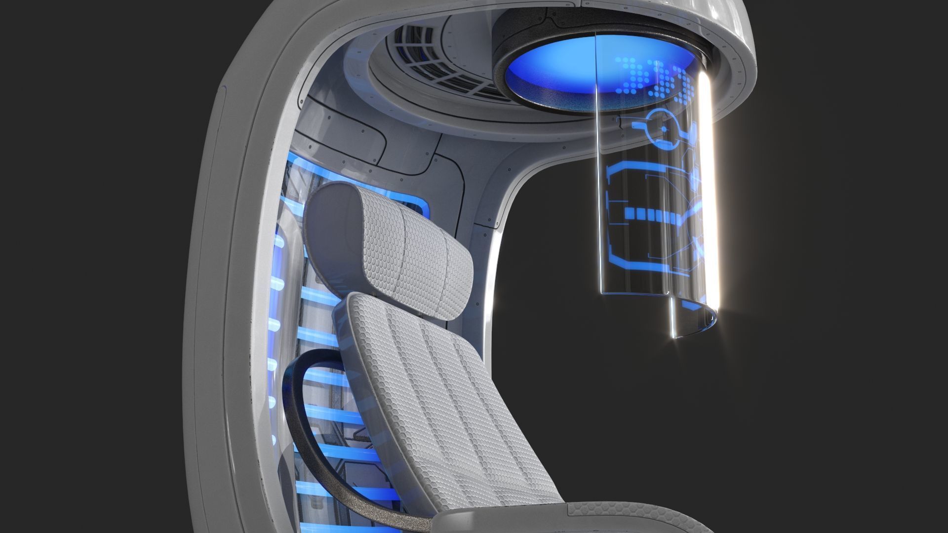 Sci Fi Capsule Control Center Low-poly 3D model_8