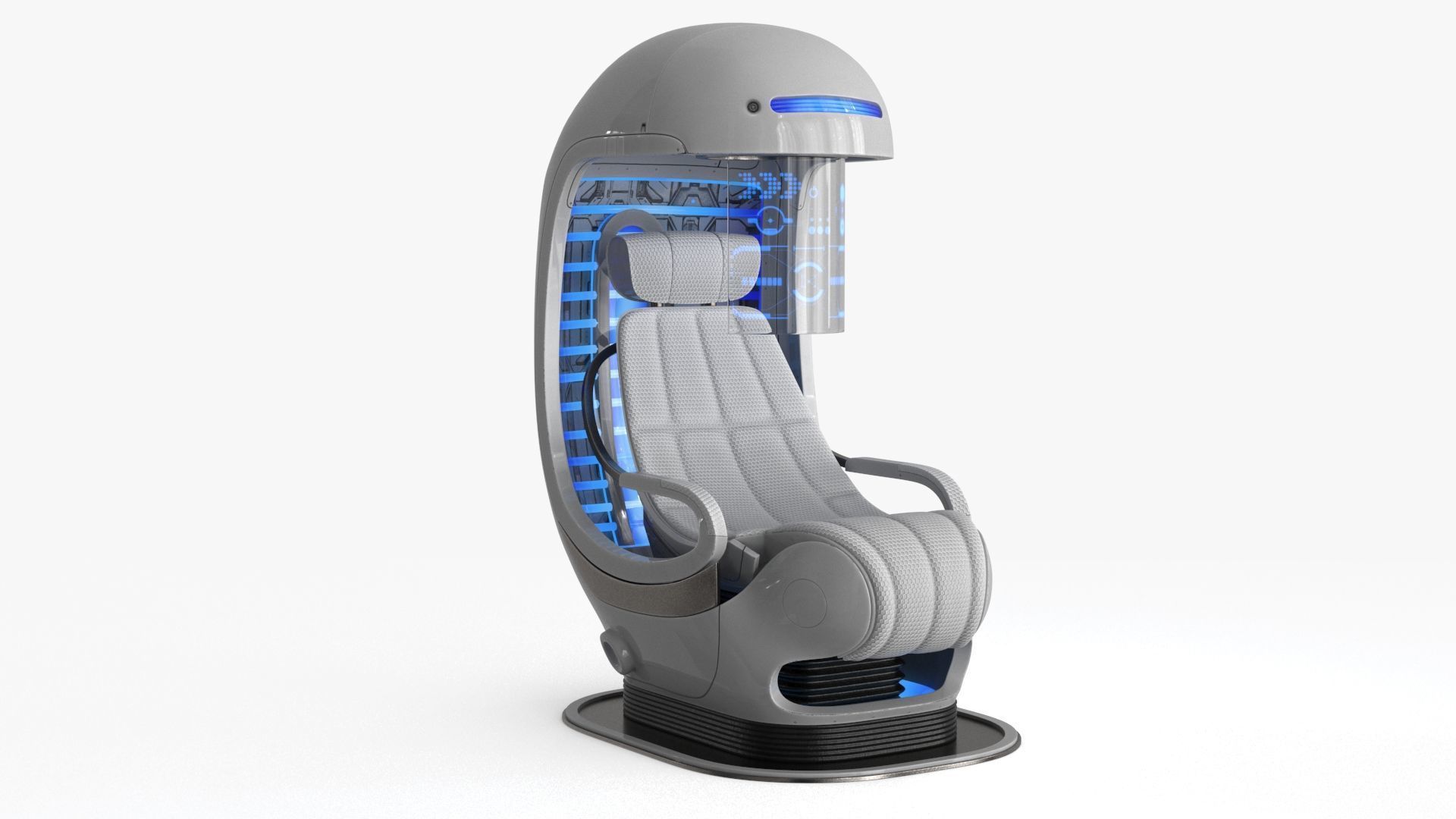 Sci Fi Capsule Control Center Low-poly 3D model_2