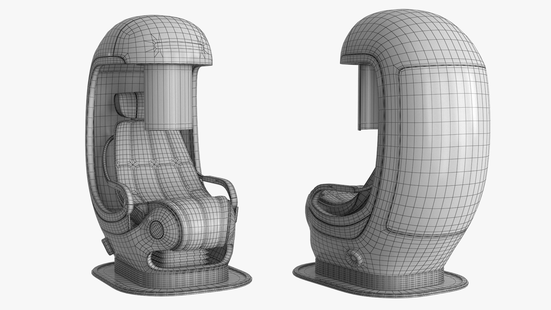 Sci Fi Capsule Control Center Low-poly 3D model_18