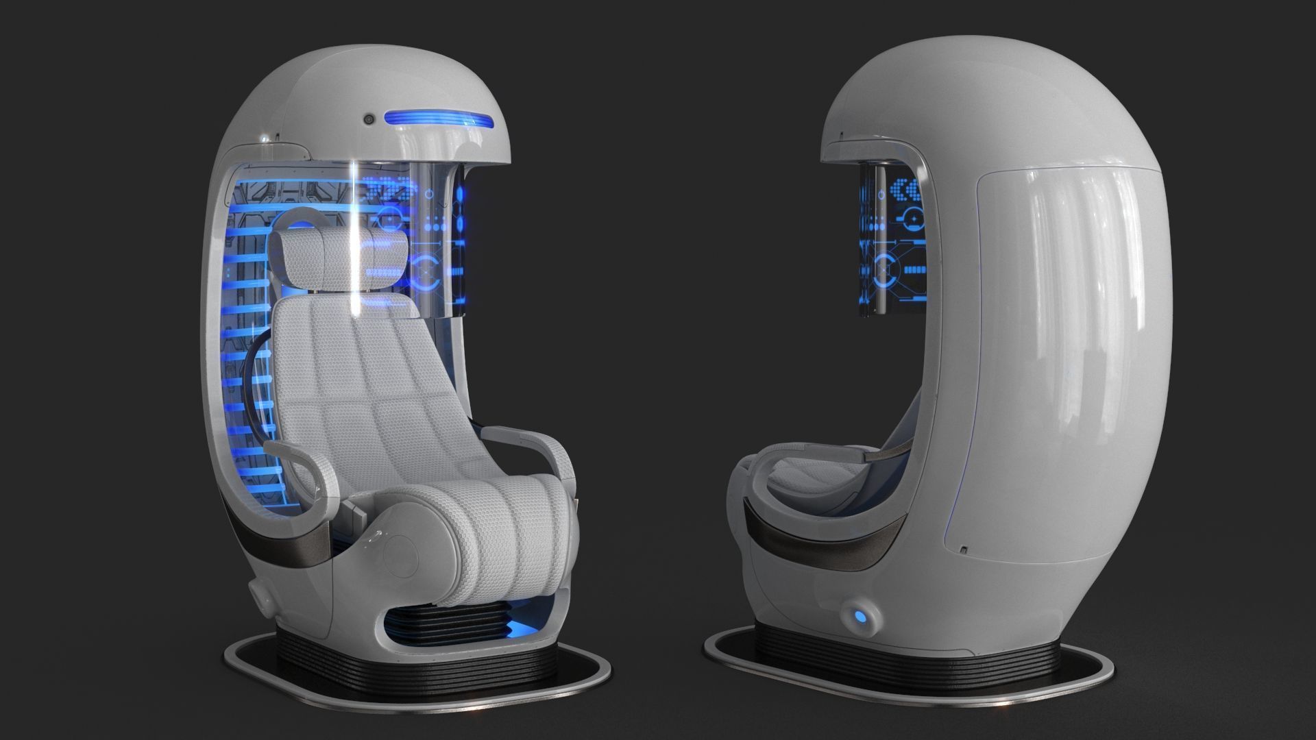 Sci Fi Capsule Control Center Low-poly 3D model_6