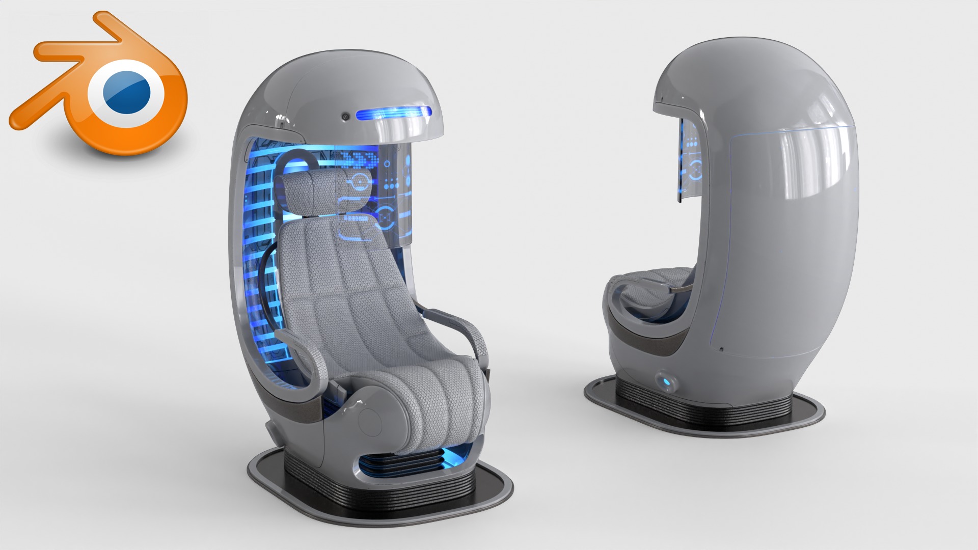 Sci Fi Capsule Control Center Low-poly 3D model_12