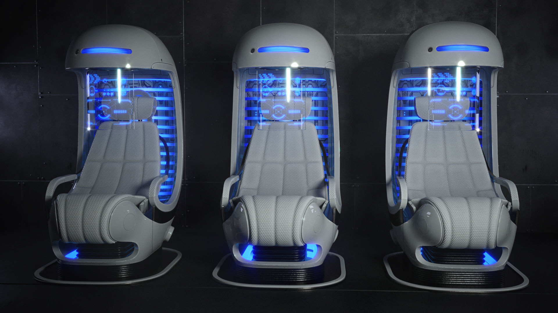 Sci Fi Capsule Control Center Low-poly 3D model_3