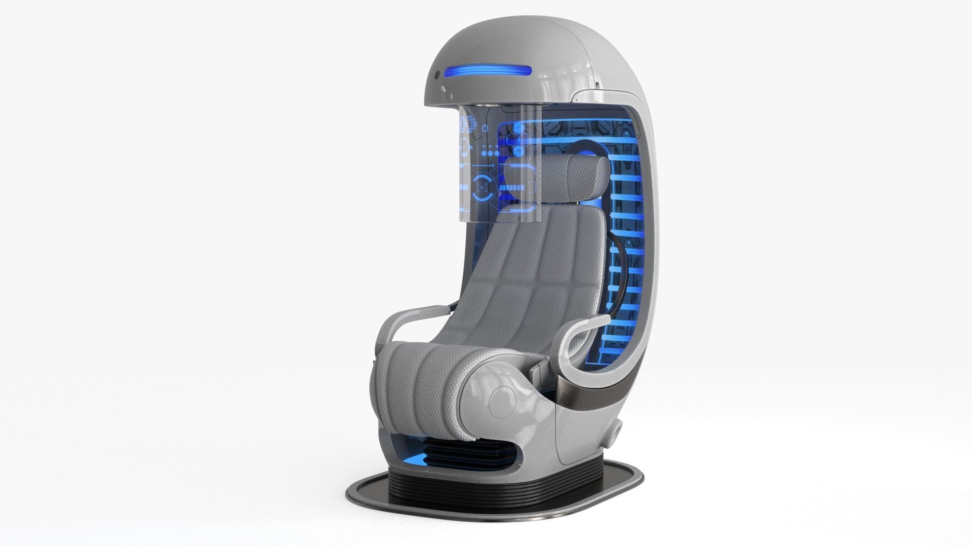 Sci Fi Capsule Control Center Low-poly 3D model_17