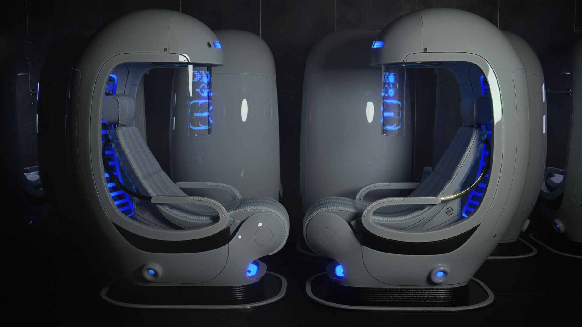 Sci Fi Capsule Control Center Low-poly 3D model_5