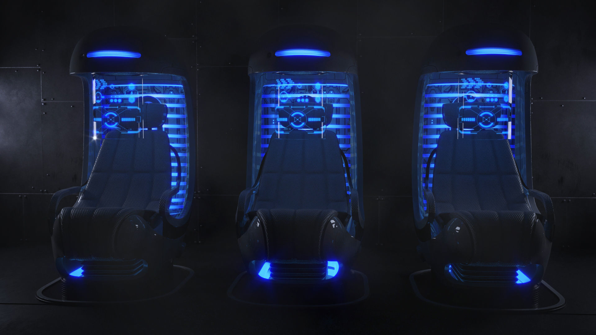 Sci Fi Capsule Control Center Low-poly 3D model_4